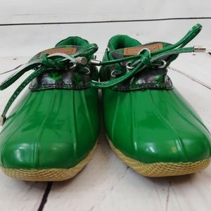 Sperry Duck Boots Low Green Waterproof Rain Bootie